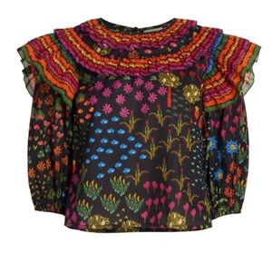 Farm Rio Fruit Garden Cotton Blouse Size XS